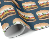 フードチーズバーベキュー焼きハンバーググルメ ラッピングペーパー (ロールコーナー)