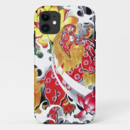 フードッグと蓮のタトゥーデザイン iPhone 11 ケース