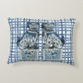 フードッグスブルーホワイトジンジャージャー装飾用クッション アクセントクッション (裏面)