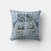 フードッグスブルーホワイトジンジャージャー装飾用クッション クッション (正面)