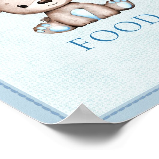 フードテーブルかわいいブラウンベア赤ちゃんシャワー ポスター (角)