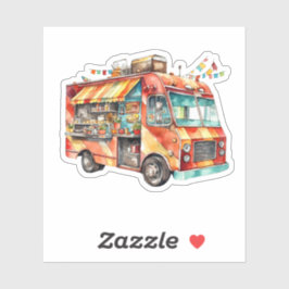 フードトラックが車輪で食事をする シール