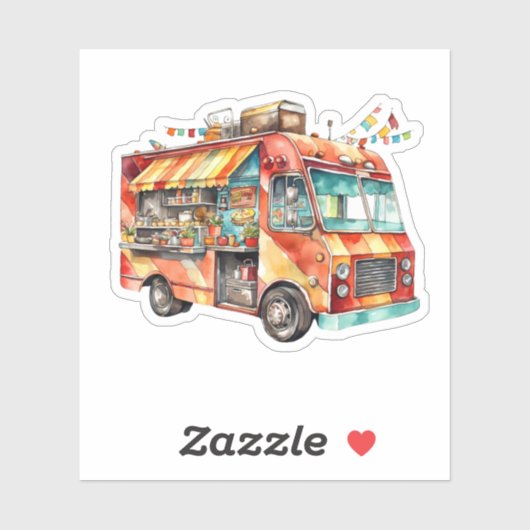 フードトラックが車輪で食事をする シール (シート)