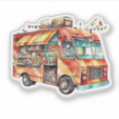 フードトラックが車輪で食事をする シール (正面)
