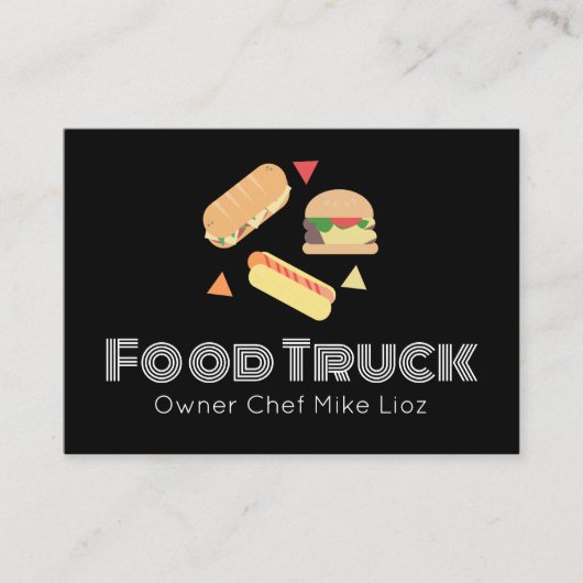 フードトラックのオーナーバーガービジネスカード 名刺 (正面)
