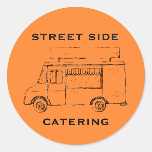 フードトラックカスタムのオレンジ色シール ラウンドシール (正面)