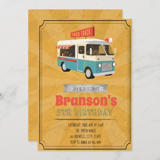 フードトラックパーティの招待状 招待状 (正面/裏面)