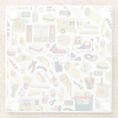 フードトラックフェスト：漫画のパターン ガラスコースター (裏面)