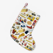 フードトラックフェスト：漫画のパターン スモールクリスマスストッキング (正面 (吊り時))