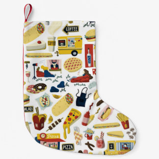 フードトラックフェスト：漫画のパターン スモールクリスマスストッキング