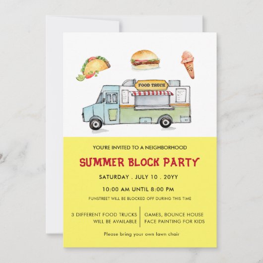 フードトラック夏ブロックパーティー 案内状 (正面)