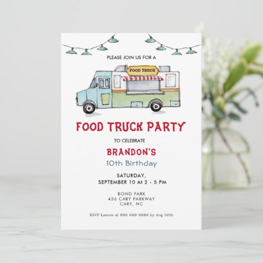 フードトラック子供の誕生日パーティの招待状 案内状 (スタンド正面)
