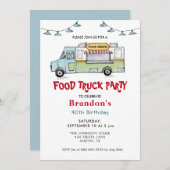 フードトラック誕生日パーティーの招待状 案内状 (正面/裏面)