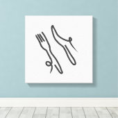 フードナイフモダンとフォーク灰色と白 キャンバスプリント (インサイチュ (ウッドフロア))