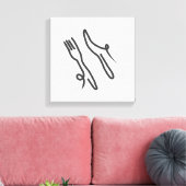 フードナイフモダンとフォーク灰色と白 キャンバスプリント (インサイチュ (リビング))