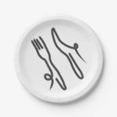 フードナイフモダンとフォーク灰色と白 ペーパープレート (正面)