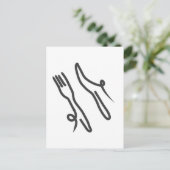 フードナイフモダンとフォーク灰色と白 ポストカード (スタンド正面)
