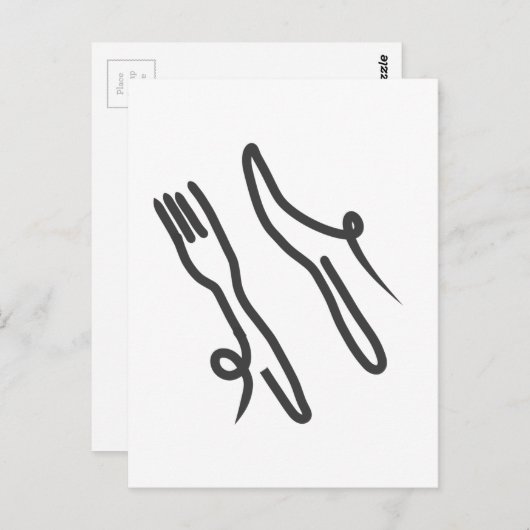 フードナイフモダンとフォーク灰色と白 ポストカード (正面/裏面)