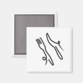 フードナイフモダンとフォーク灰色と白 マグネット (正面/裏面)