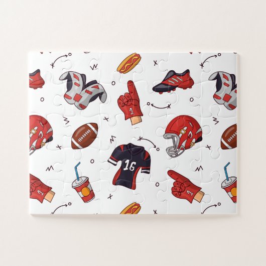 フードパターン付きサッカースポーツ用具 ジグソーパズル (横)