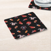 フードパターン付きサッカースポーツ用具 スクエアペーパーコースター (アングル)