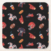 フードパターン付きサッカースポーツ用具 スクエアペーパーコースター (正面)