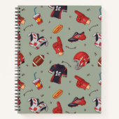 フードパターン付きサッカースポーツ用具 ノートブック (正面)