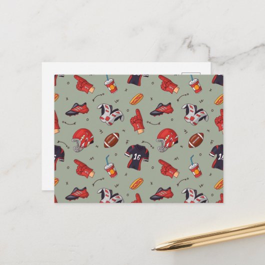 フードパターン付きサッカースポーツ用具 ポストカード (正面/裏面インサイチュ)