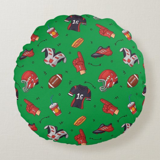 フードパターン付きサッカースポーツ用具 ラウンドクッション (正面)