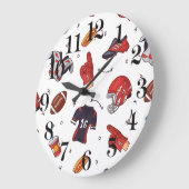 フードパターン付きサッカースポーツ用具 ラージ壁時計 (傾斜)