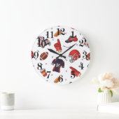 フードパターン付きサッカースポーツ用具 ラージ壁時計 (ホーム)