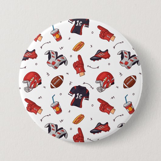 フードパターン付きサッカースポーツ用具 缶バッジ (正面)