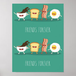 フードヒップスター、柄、永遠に友達、卵、コーヒー、 ポスター