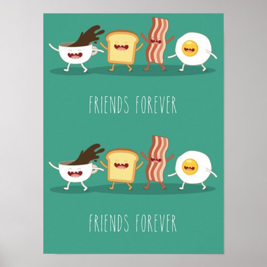 フードヒップスター、柄、永遠に友達、卵、コーヒー、 ポスター (正面)