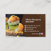 フードビジネスのブラウンとホワイトの例示的レストラン 名刺 (裏面)