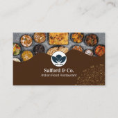 フードビジネスのブラウンとホワイトの例示的レストラン 名刺 (正面)