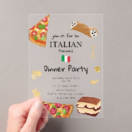 フードピイタリアンザ&パスタ誕生日パーティーテーマ アクリル招待状