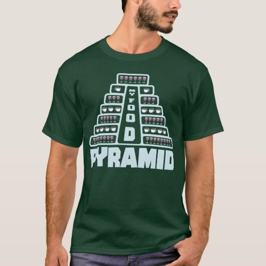 フードピラミッド コーヒー ワイン 飲酒 少年 Tシャツ (正面)