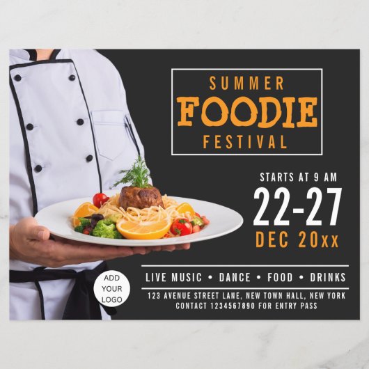 フードフェスティバルケータリングレストランビジネス チラシ (正面)