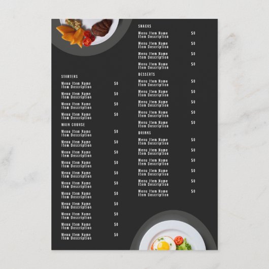 フードフェスティバルケータリングレストランビジネス メニュー (裏面)