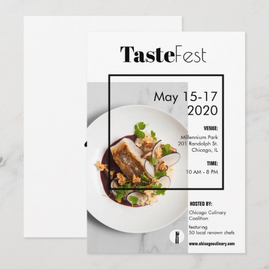 フードフェストの招待チラシ 招待状 (正面/裏面)