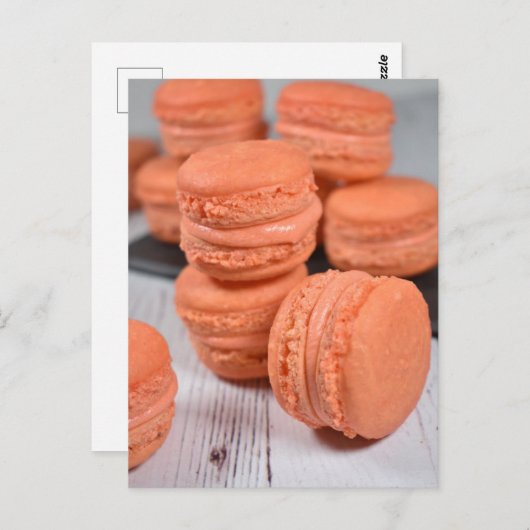 フードフォトグフランスのレーシピーチマカロン ポストカード (正面/裏面)