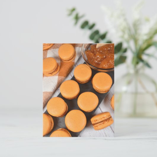 フードフォトグフランスのレーシピーチマカロン ポストカード (スタンド正面)