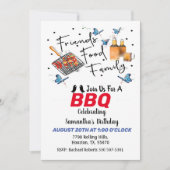 フードフレンズファミリー誕生日バーベキュー招待状 招待状 (正面)