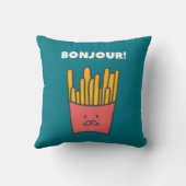 フードプおもしろいンユーモアフリフランスのーズBonjour クッション (裏面)