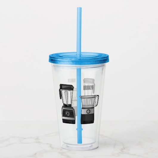 フードプロセッサ&ブレンダー漫画イラストレーション アクリルタンブラー (正面)