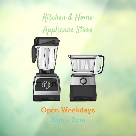 フードプロセッサ&ブレンダー漫画イラストレーション ウィンドウサイン (シート3)