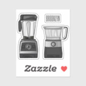 フードプロセッサ&ブレンダー漫画イラストレーション シール (シート)