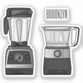 フードプロセッサ&ブレンダー漫画イラストレーション シール (正面)