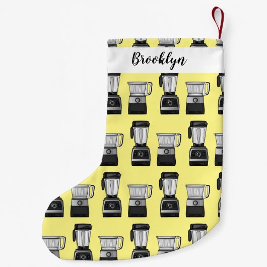 フードプロセッサ&ブレンダー漫画イラストレーション スモールクリスマスストッキング (裏面)